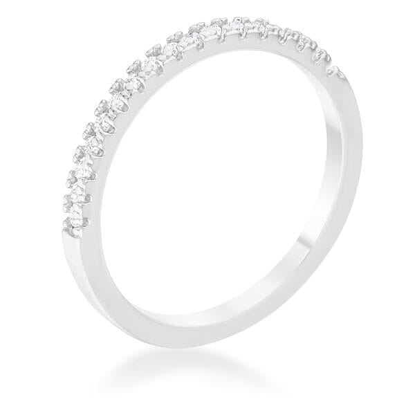 0.11ct Cubic Zirconia Rhodium Plated Classic Band Ring With Round Cut Cubic Zirconia In A Pave Setting Rings Das Juwel