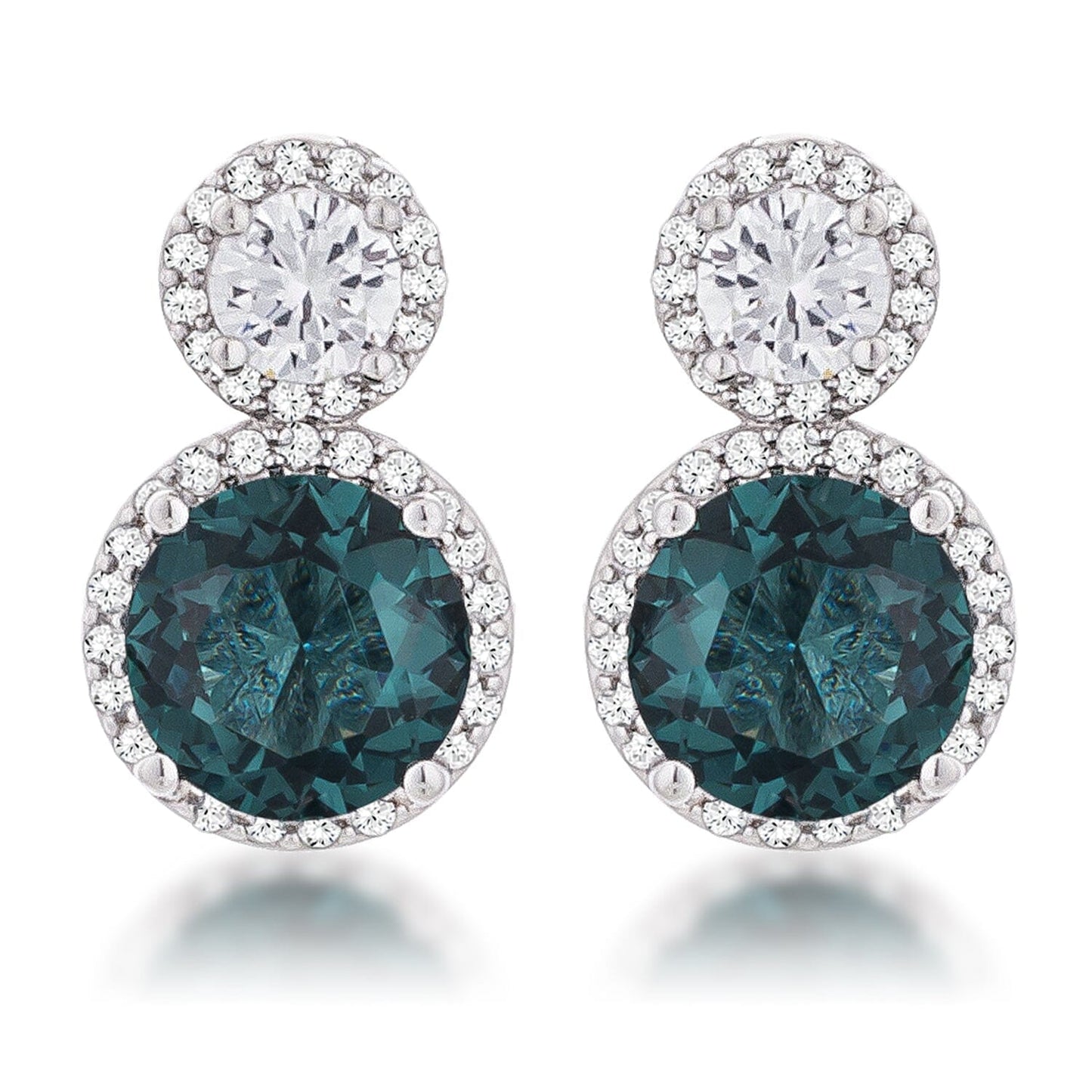 10Ct Rhodium Plated Blue Green Snowman Cubic Zirconia