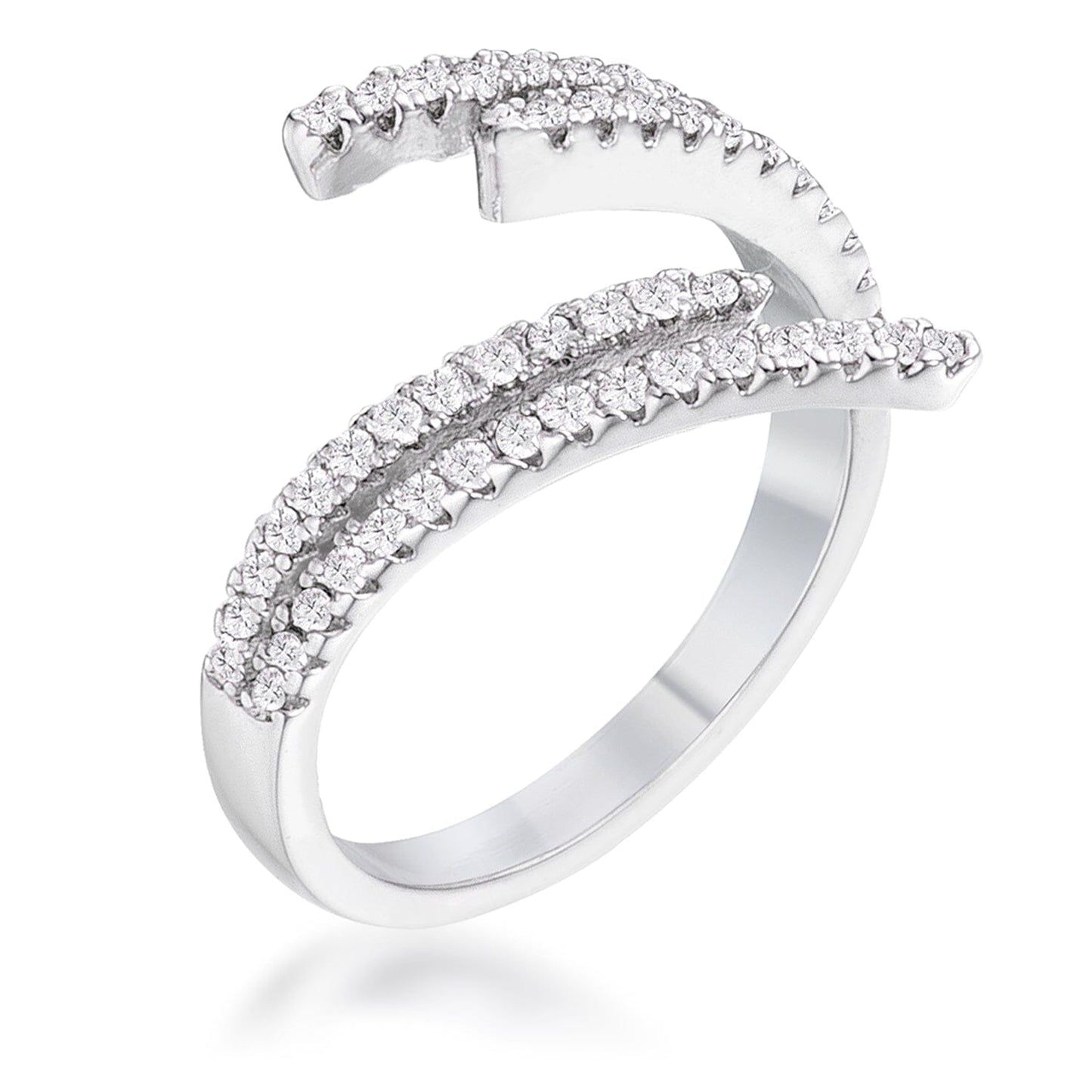 1.12Ct Delicate Rhodium Plated Cubic Zirconia Wrap Ring Rings Das Juwel
