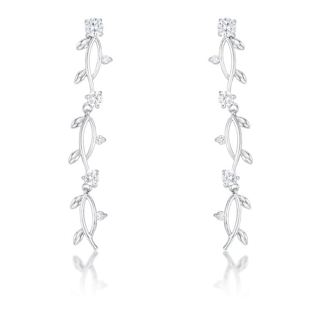 1.1Ct Vine Design Rhodium Earrings Earrings Das Juwel