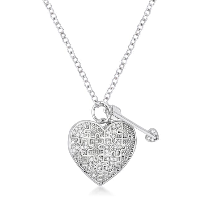 .12 Ct Rhodium Heart and Arrow Pendant with Cubic Zirconia Pendants Das Juwel