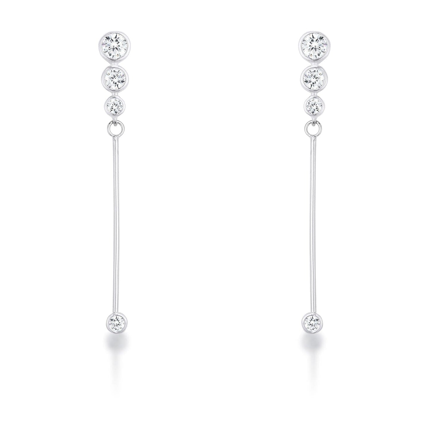 1.2Ct Graduated Rhodium Plated Drop Cubic Zirconia.