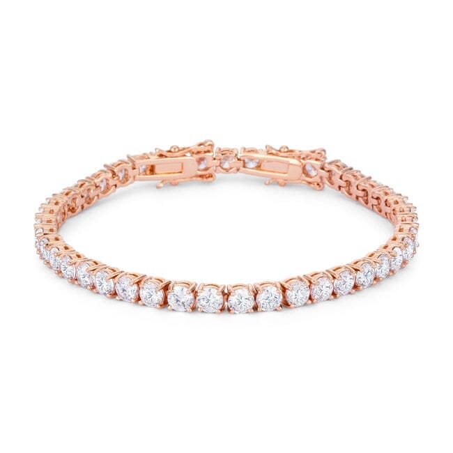 17.6 Ct Rosegold Tennis Bracelet with Shimmering Round Cubic Zirconia