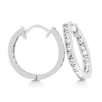 19 mm Silvertone Inside Out Hoops Earrings Das Juwel