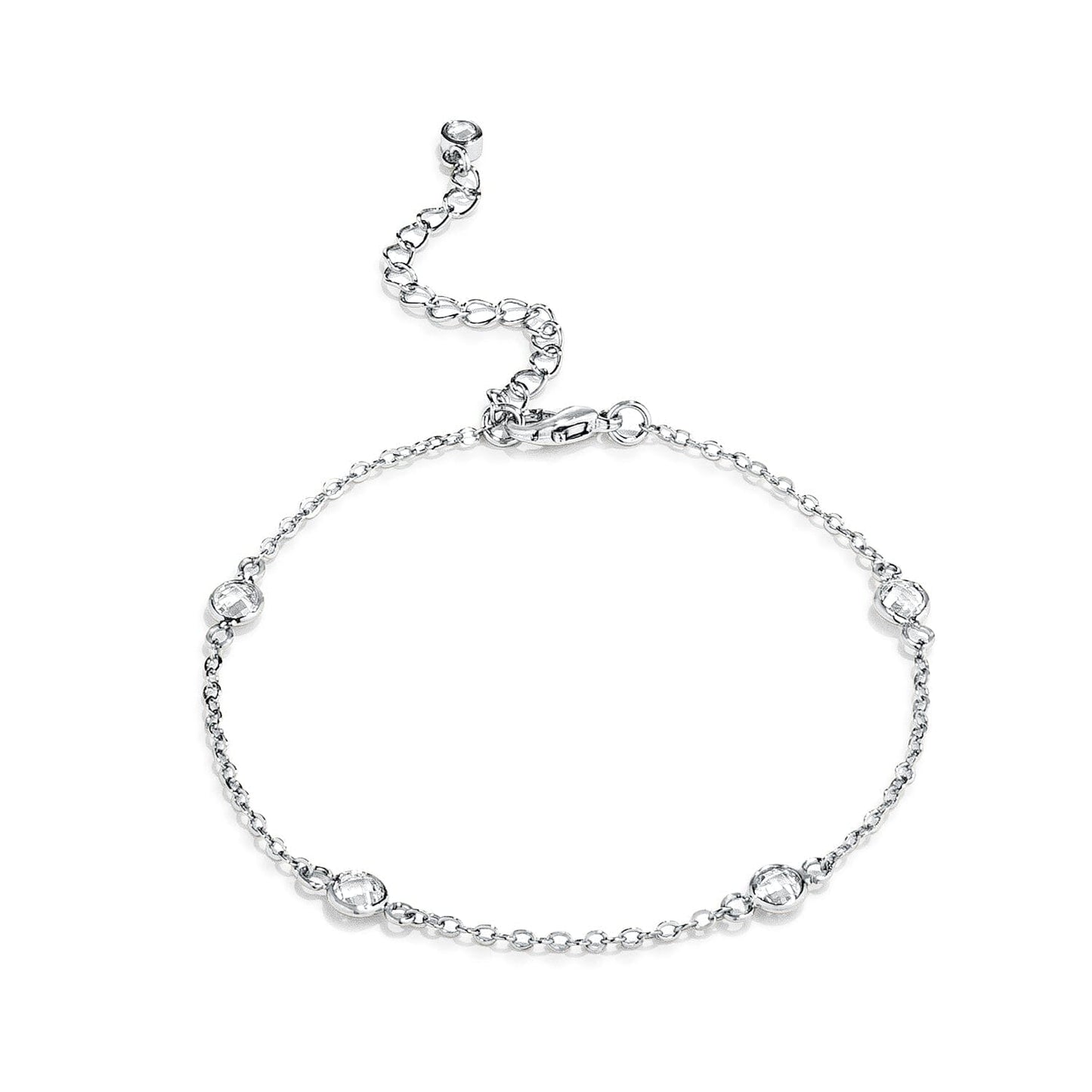 1ct Rhodium Plated Clear Cubic Zirconia Round Bezel Saturn Bracelets Das Juwel