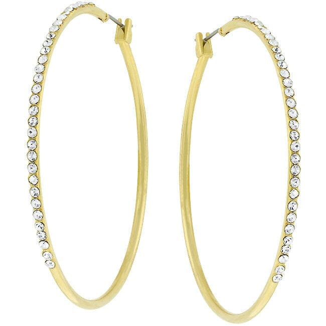 2 Inch Goldtone Crystal Hoop Earrings Earrings Das Juwel