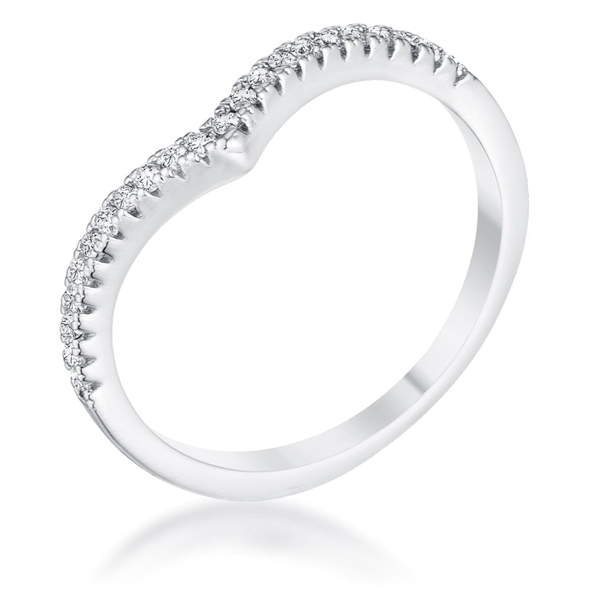 .22Ct Rhodium Chevron Ring with Cubic Zirconia Rings Das Juwel