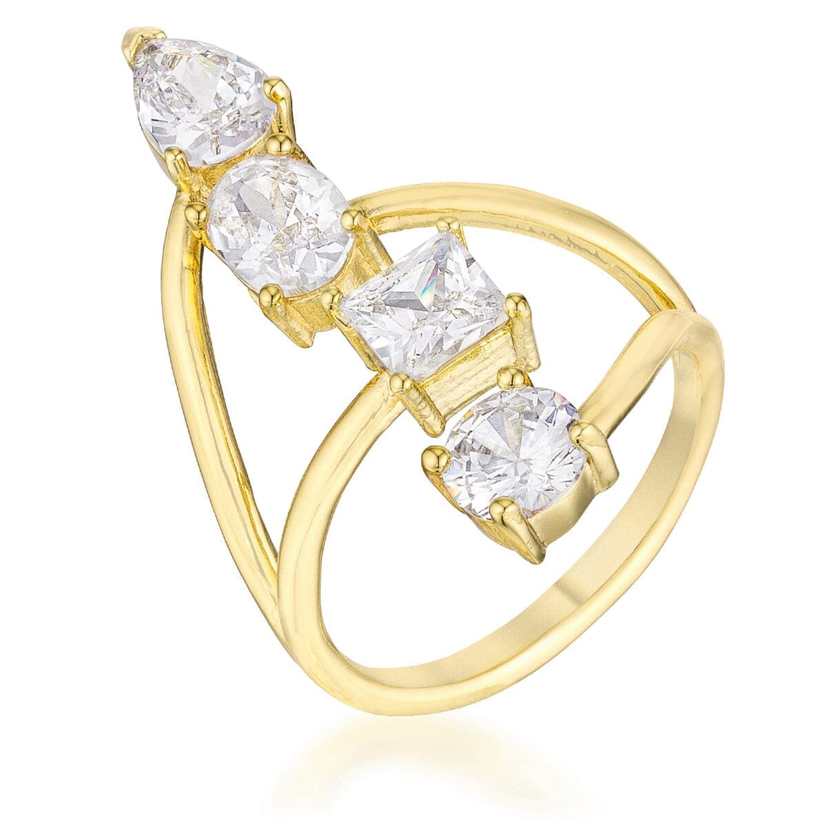 3CT Stunning Cubic Zirconia Goldtone Ring Rings Das Juwel