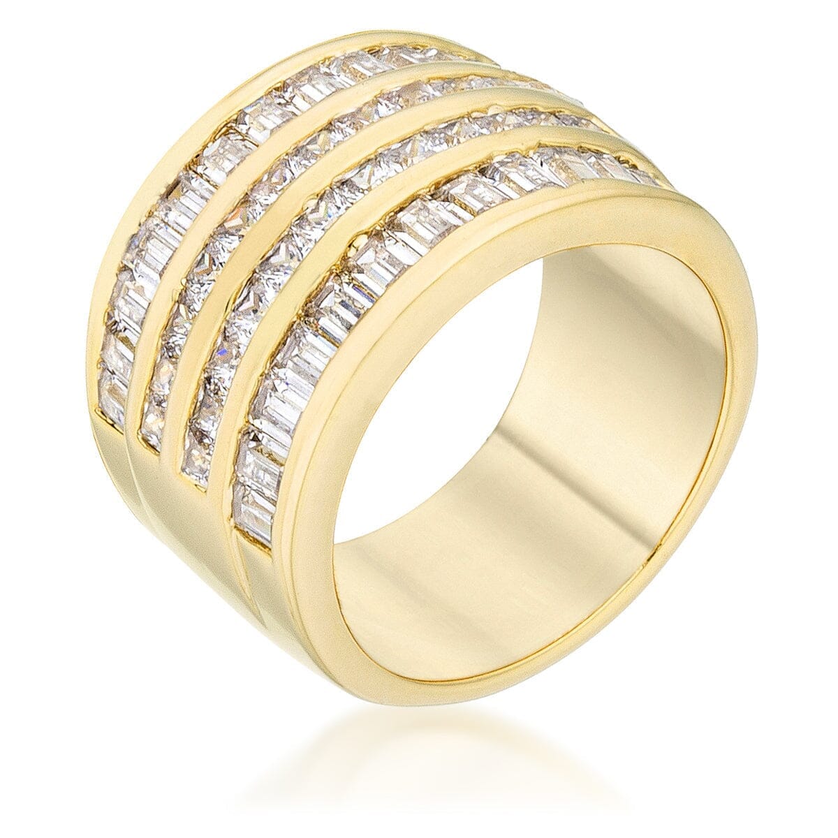 4 Row Gold Cubic Zirconia Cocktail Ring Rings Das Juwel