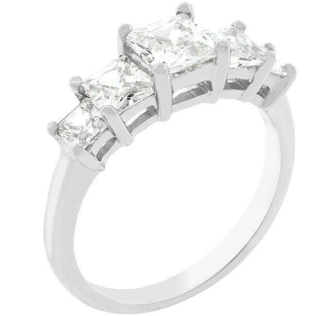 5-Stone Anniversary Ring in Rhodium Plated Rings Das Juwel