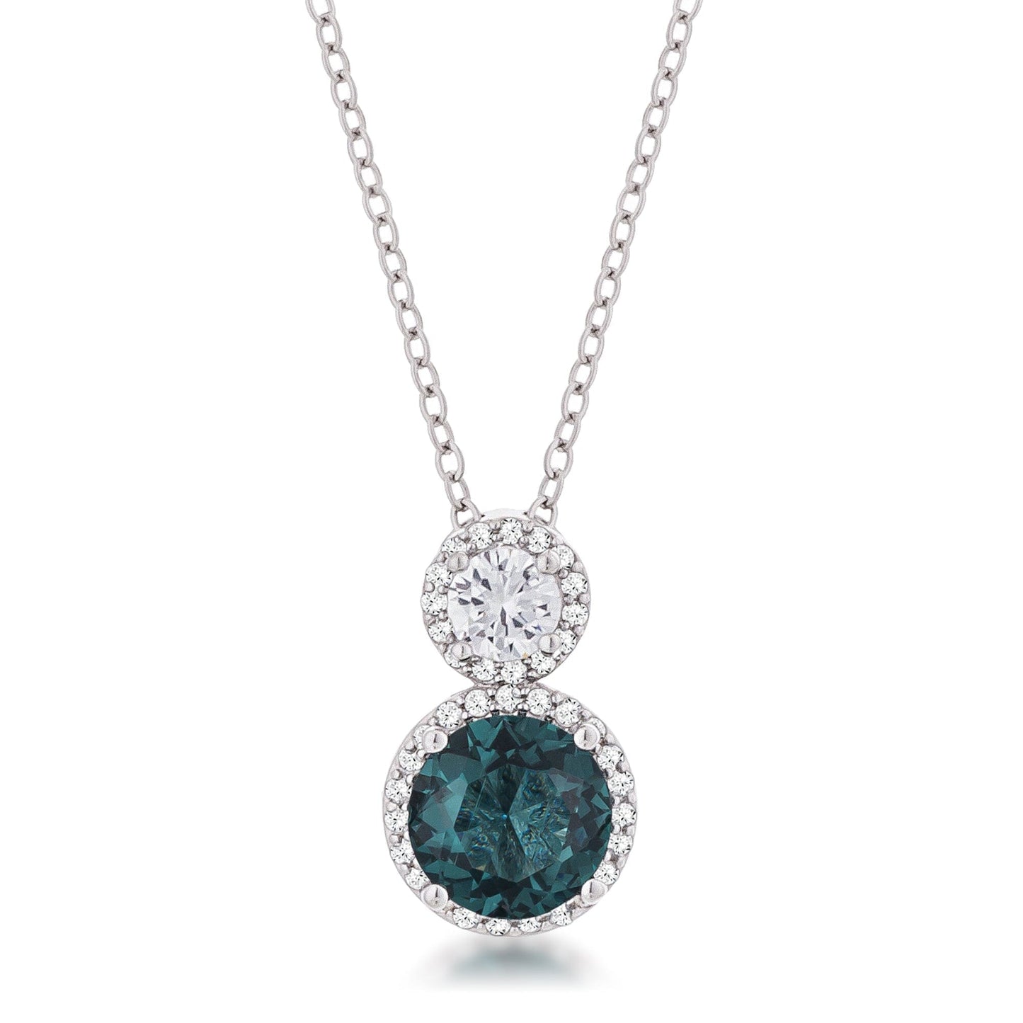 5Ct Rhodium Plated Blue Green Snowman Cubic Zirconia Pendant Pendants Das Juwel
