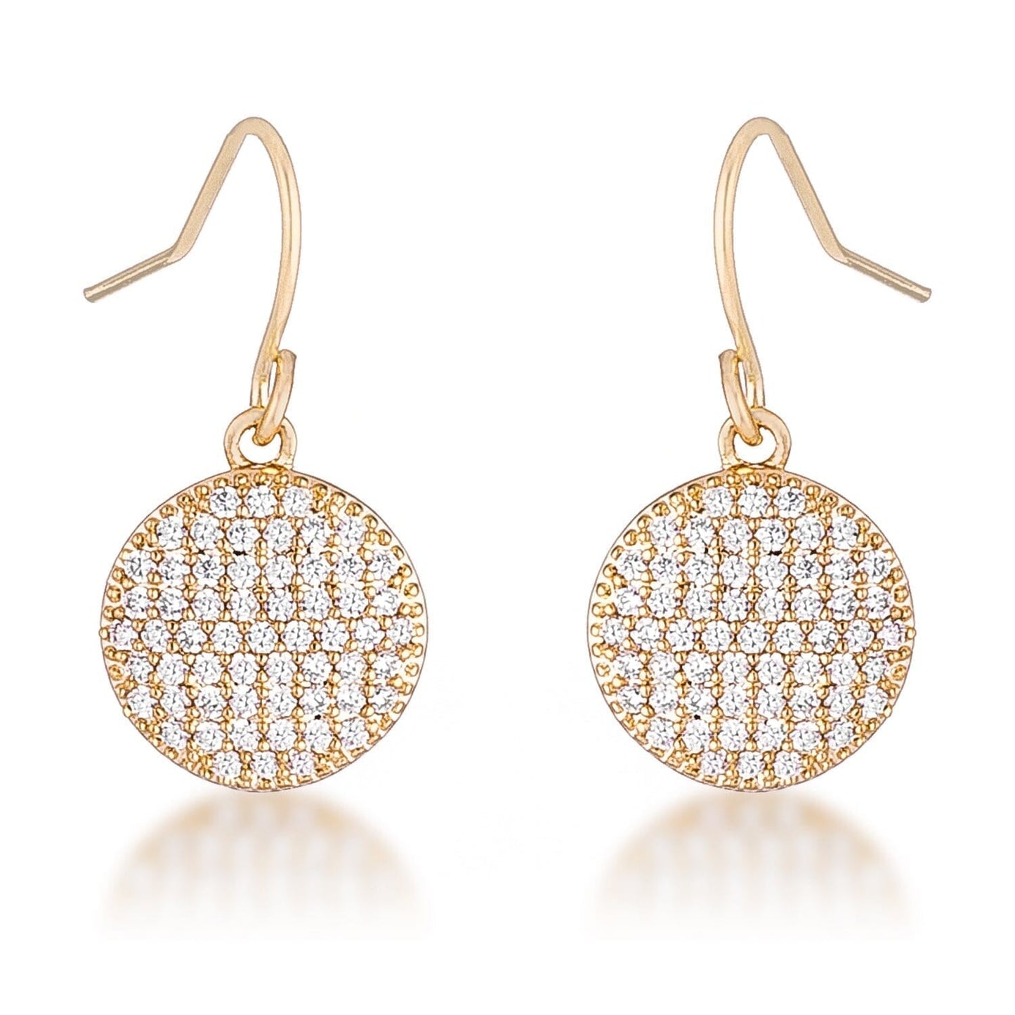 .6 Ct Elegant Cubic Zirconia Gold Plated Disk Earrings Earrings Das Juwel