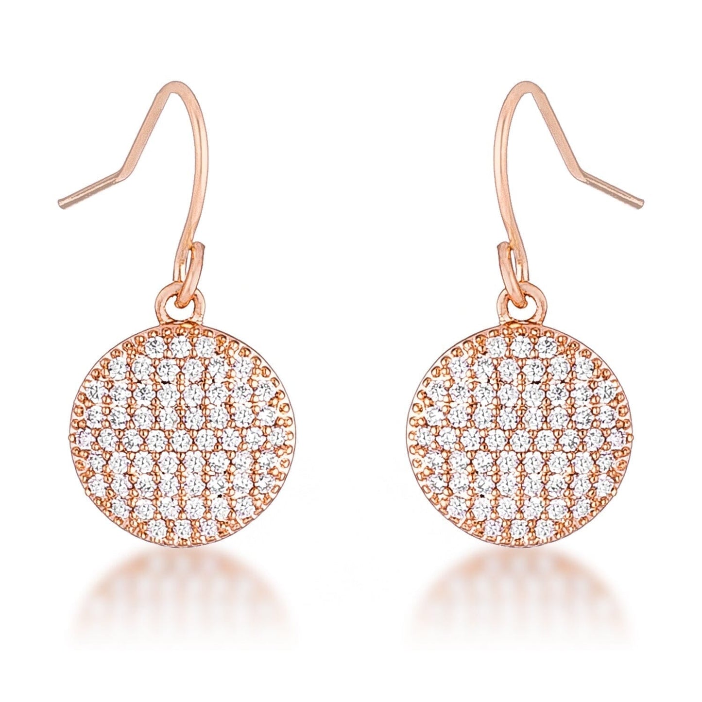 .6 Ct Elegant Cubic Zirconia Rose Gold Plated Disk Earrings Earrings Das Juwel