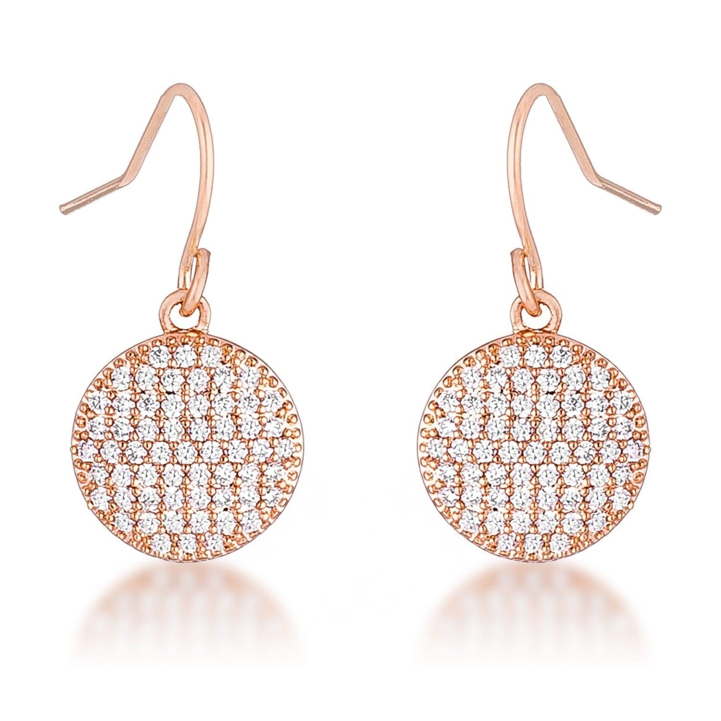 .6 Ct Elegant Cubic Zirconia Rose Gold Plated Disk Earrings Earrings Das Juwel 