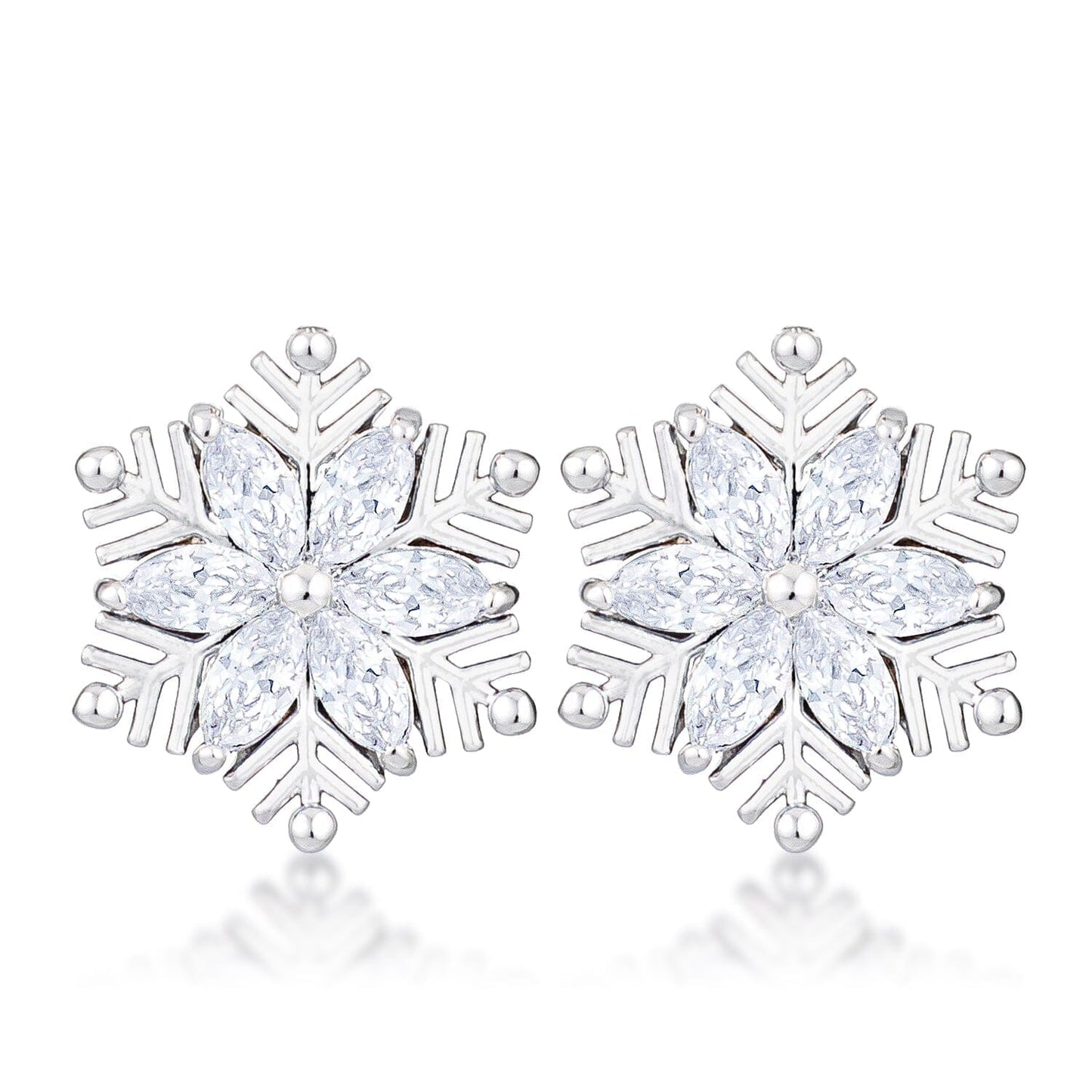 .6Ct Rhodium Plated Clear Marquise Snowflake