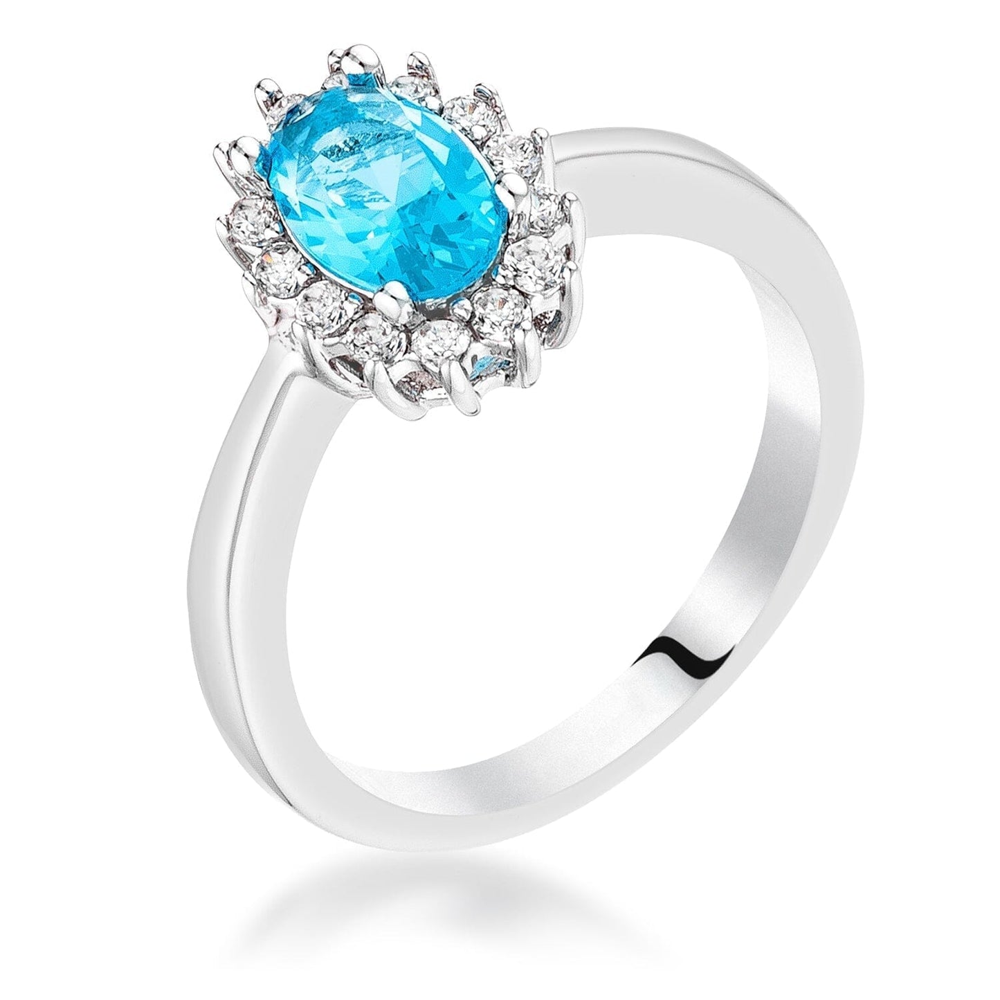 Aqua Blue Cubic Zirconia Petite Oval Ring Rings Das Juwel