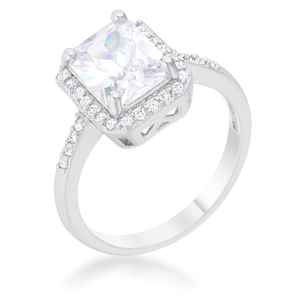 Ariana 2.95ct Cubic Zirconia Rhodium Classic Ring