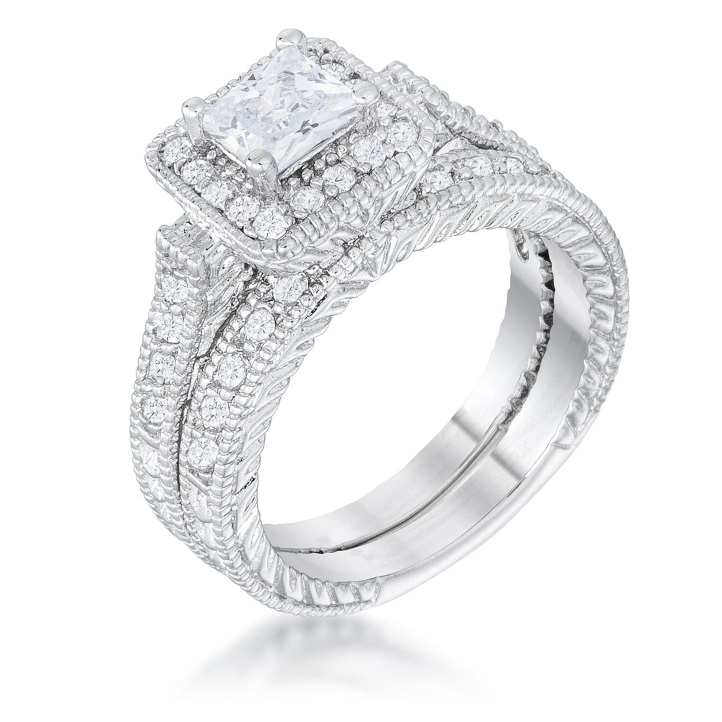 Art Deco Princess Cut Bridal Set Rings Das Juwel