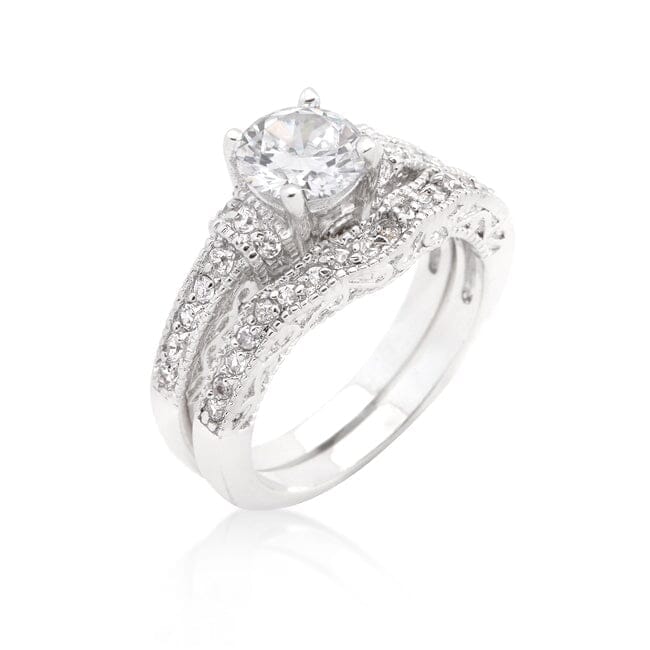 Art Deco Round Cut Bridal Set Rings Das Juwel