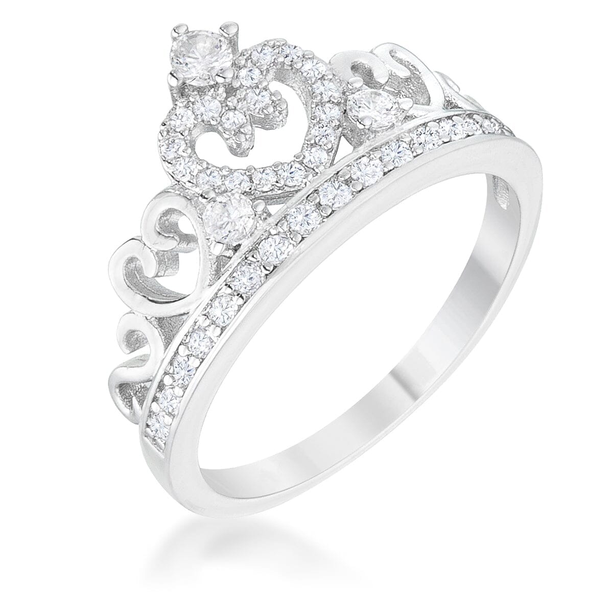 Aurora 0.34ct Cubic Zirconia Rhodium Heart Crown Ring