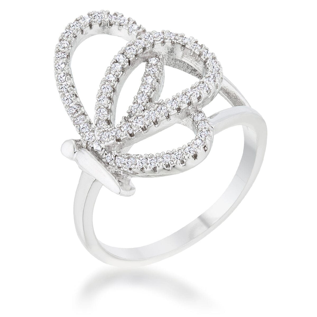 Bea 0.4ct Cubic Zirconia Rhodium Pave Butterfly Ring Rings Das Juwel