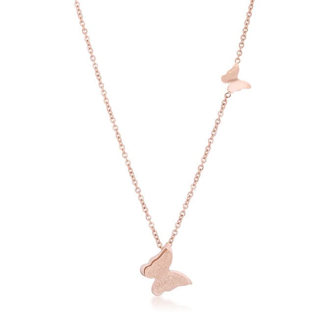 Beatrice Rose Gold Stainless Steel Delicate Butterfly Necklace Necklaces Das Juwel