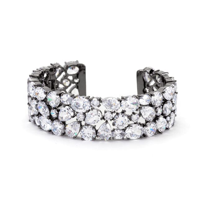 Bejeweled Cubic Zirconia Cuff Black Tone Bracelets Das Juwel