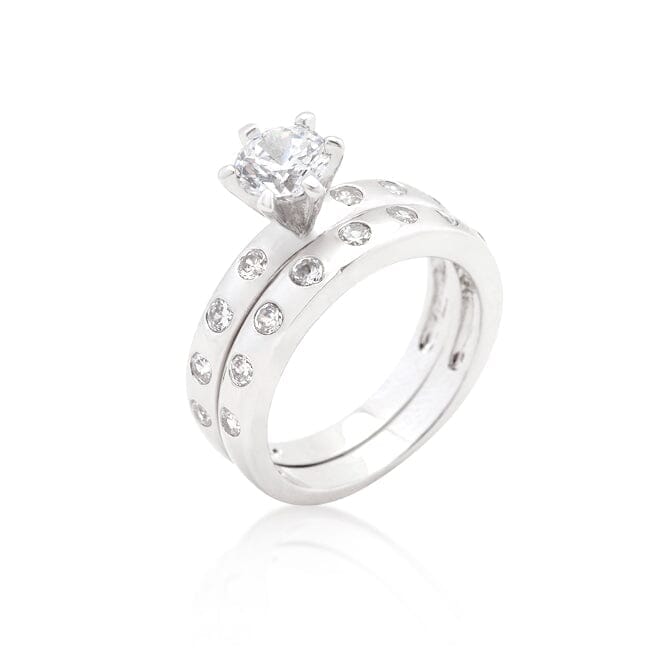 Bezel Set Round Cut Bridal Ring Set Rings Das Juwel