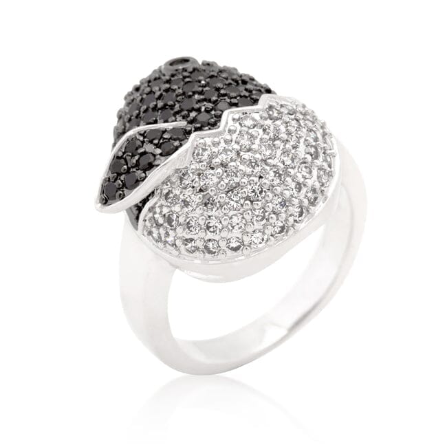 Black and White Cubic Zirconia Baby Chick Ring Rings Das Juwel