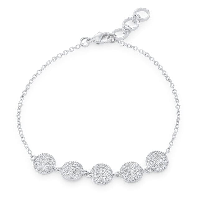 Carol 0.8ct Cubic Zirconia Rhodium Pave Disc Bracelet