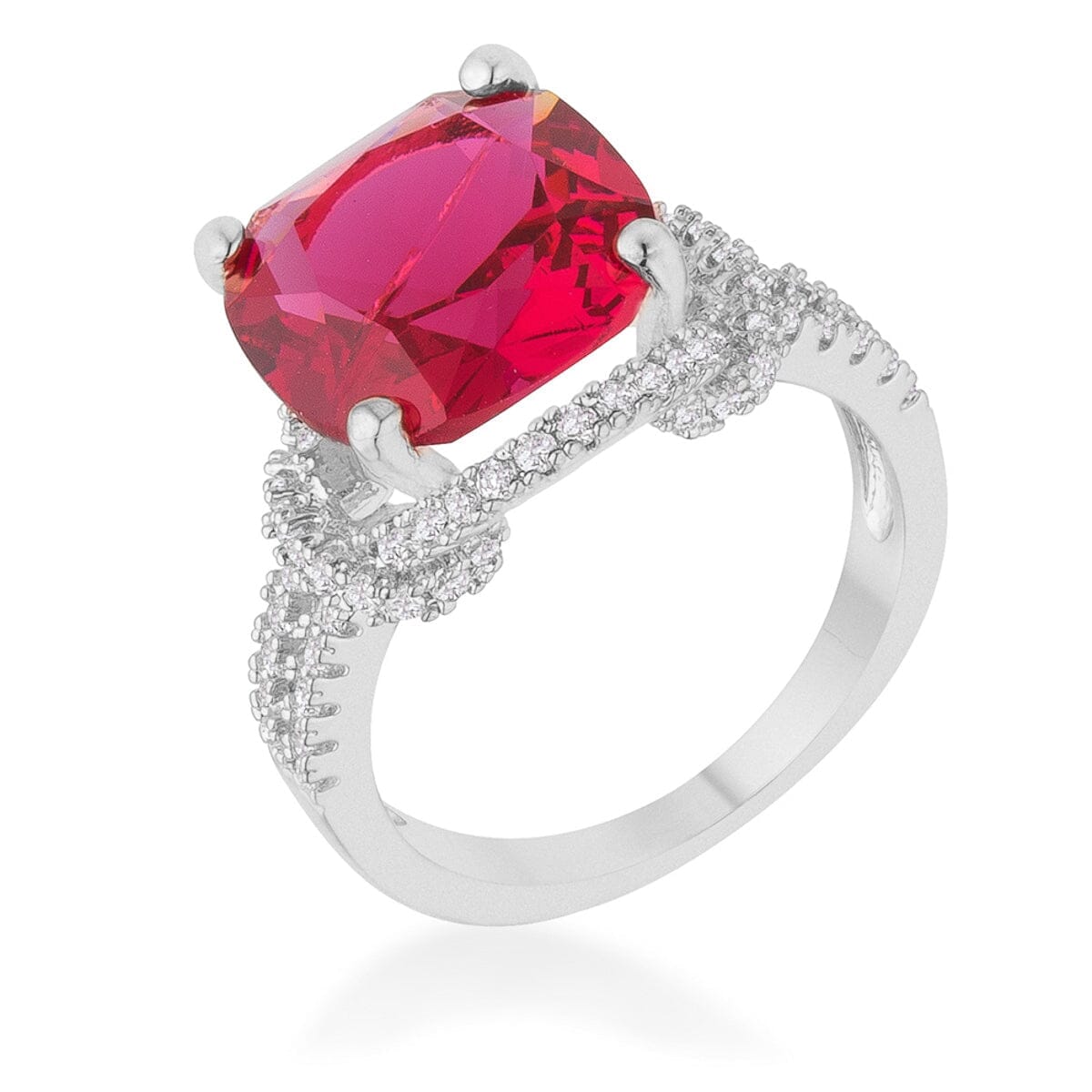 Charlene 6.2ct Ruby Cubic Zirconia Rhodium Classic Statement Ring Rings Das Juwel
