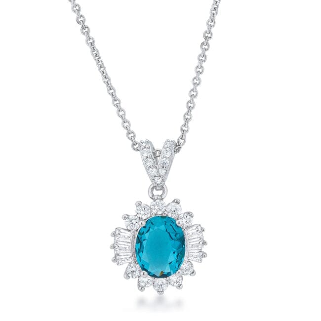 Chrisalee 3.2ct Aqua Cubic Zirconia Classic Drop Necklace Pendants Das Juwel