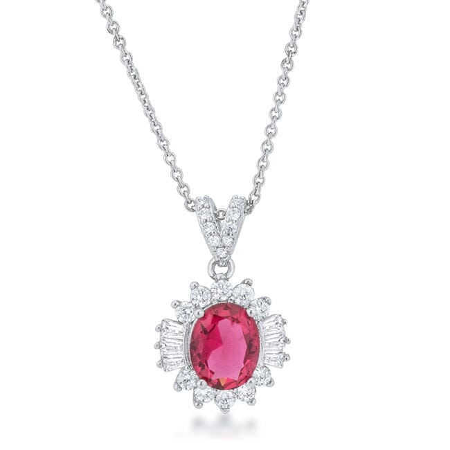 Chrisalee 3.2ct Ruby Cubic Zirconia Rhodium Classic Drop Necklace