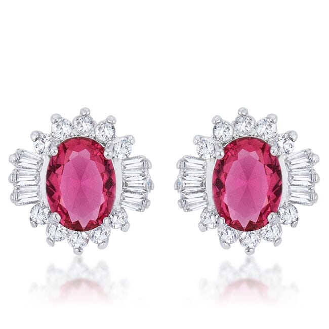 Chrisalee 3.3ct Ruby Cubic Zirconia Rhodium Classic Stud Earrings Earrings Das Juwel