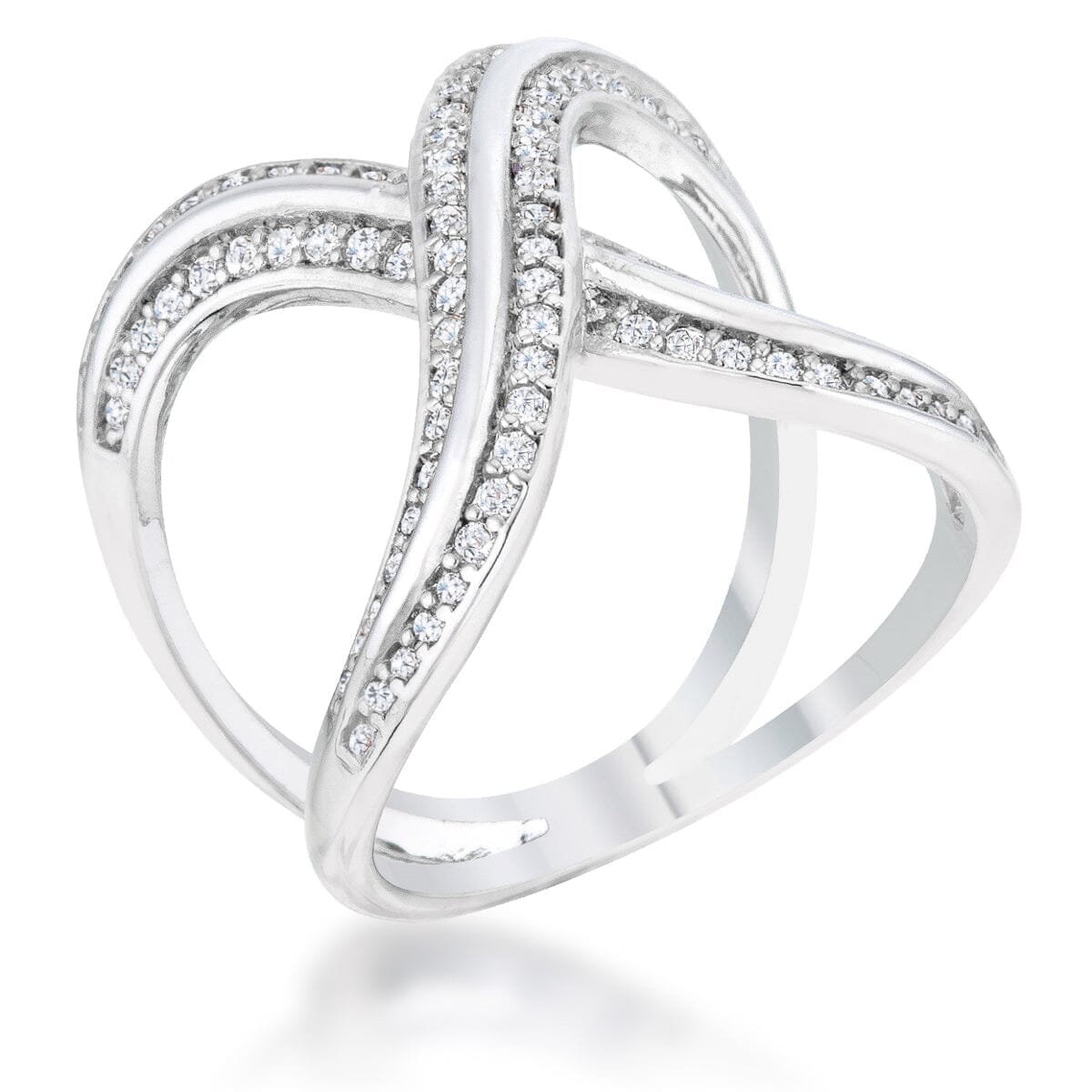 Christa 0.4ct Cubic Zirconia Rhodium Pave X Ring Rings Das Juwel