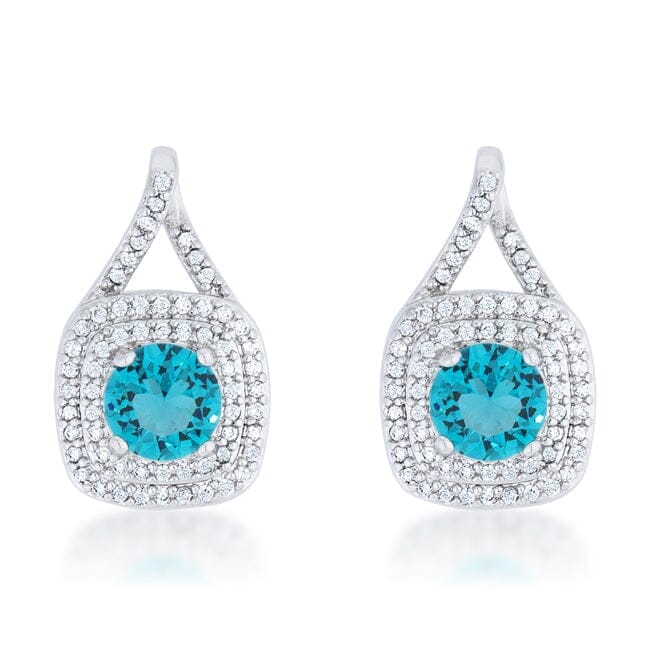 Christal 2.3ct Aqua Cubic Zirconia Rhodium Classic Drop