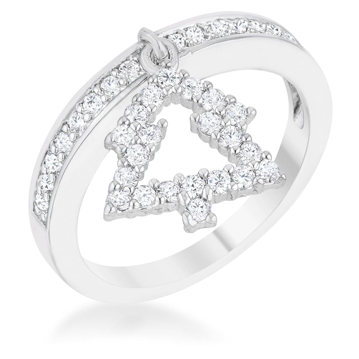 Christmas Tree 0.3ct Cubic Zirconia Rhodium Holiday Charm Ring Rings Das Juwel