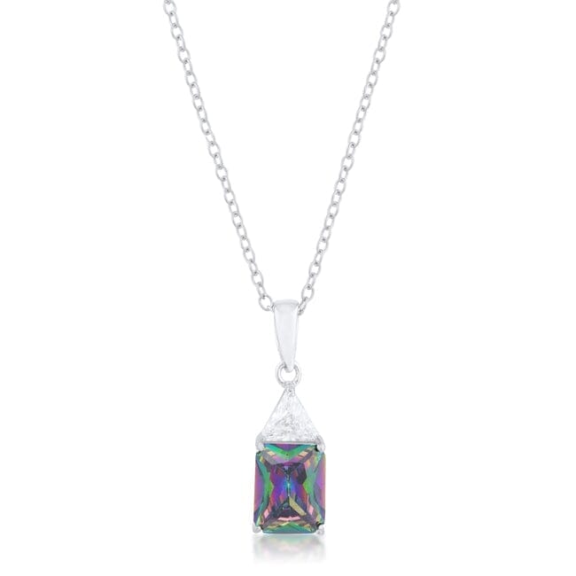 Classic Mystic Cubic Zirconia Rhodium Drop Necklace Pendants Das Juwel