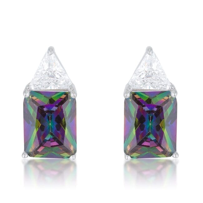 Classic Mystic Cubic Zirconia Rhodium Stud Earrings Earrings Das Juwel