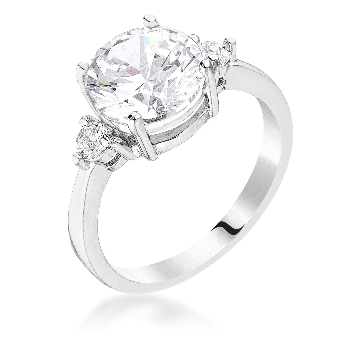 Classic Three Stone Clear Cubic Zirconia Engagement Ring Rings Das Juwel