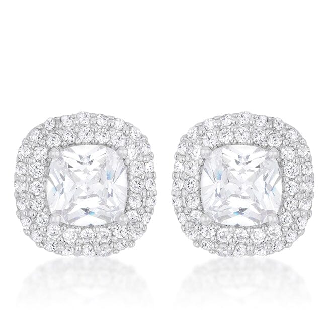 Cushion Pave Stud Earrings Earrings Das Juwel