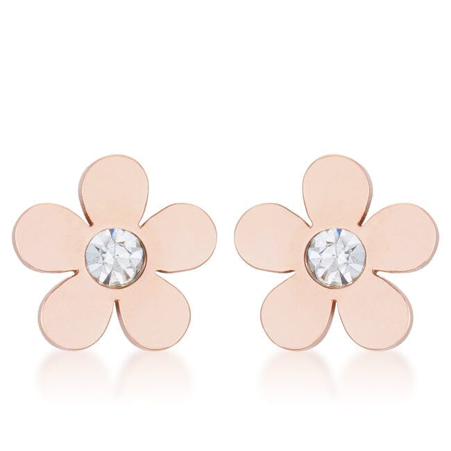 Daisy 0.3ct Cubic Zirconia Rose Gold Stainless Steel Flower Stud Earrings Earrings Das Juwel