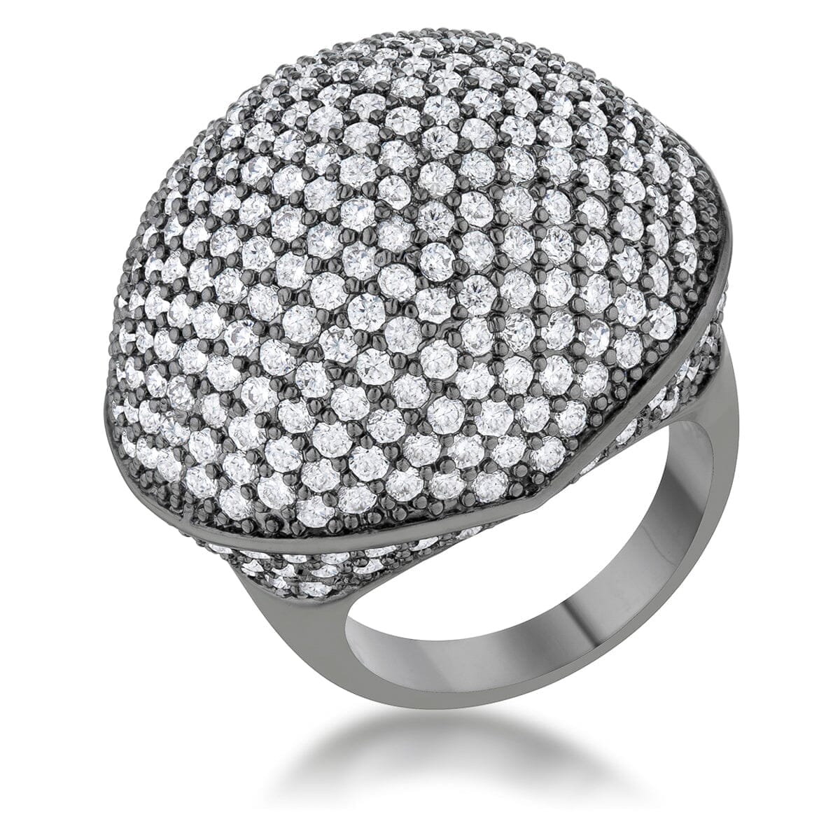 Dara 4.75ct Cubic Zirconia Hematite Dome Cocktail Ring Rings Das Juwel