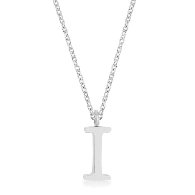 Elaina Rhodium Stainless Steel I Initial Necklace Pendants Das Juwel