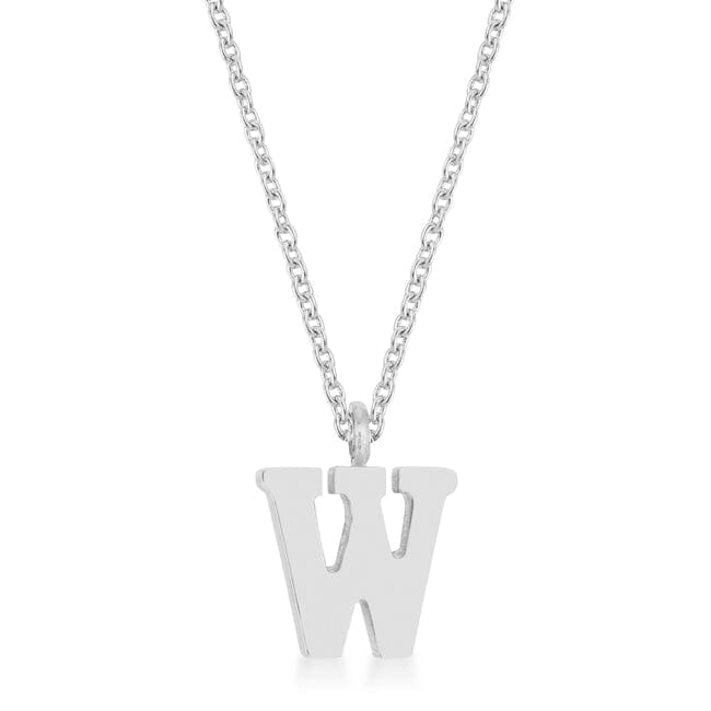 Elaina Rhodium Stainless Steel W Initial Necklace Pendants Das Juwel