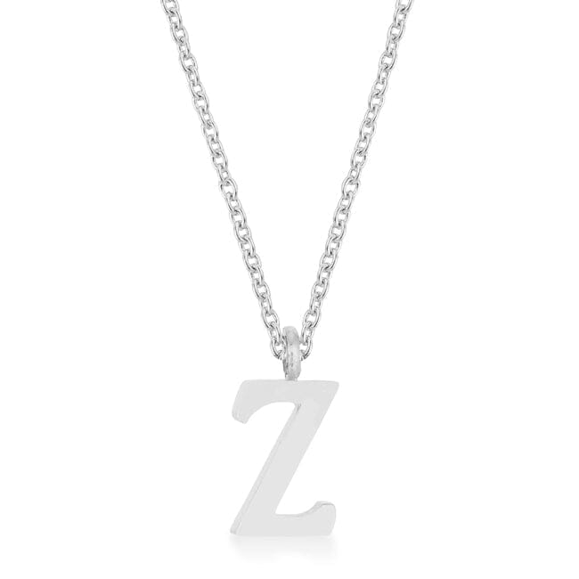 Elaina Rhodium Stainless Steel Z Initial Necklace Pendants Das Juwel