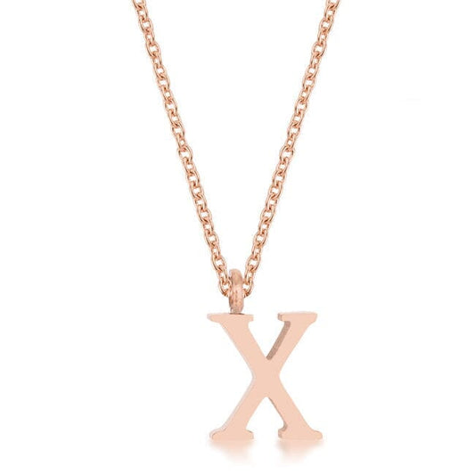 Elaina Rose Gold Stainless Steel X Initial Necklace Pendants Das Juwel 