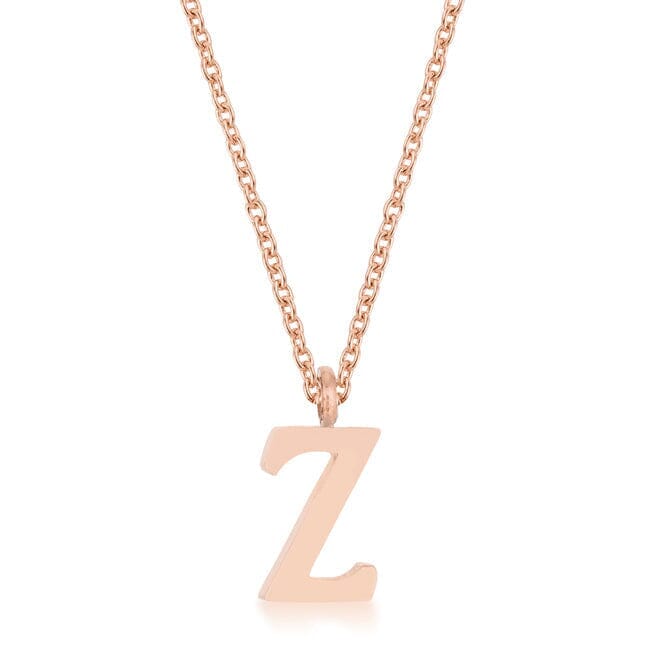 Elaina Rose Gold Stainless Steel Z Initial Necklace Pendants Das Juwel