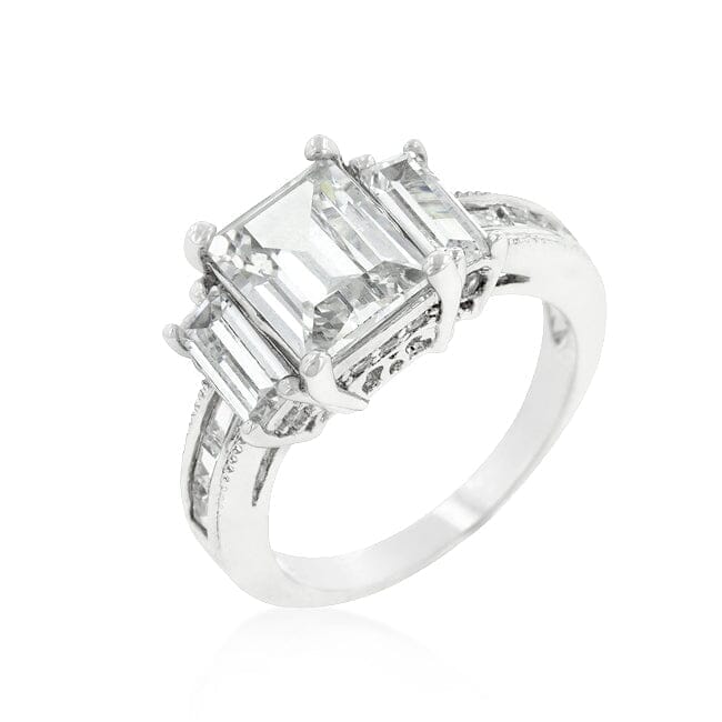 Emerald Cut Triplet Engagement Ring Rings Das Juwel