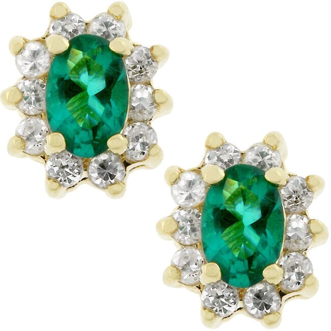 Emerald Flower Stud Earrings Earrings Das Juwel